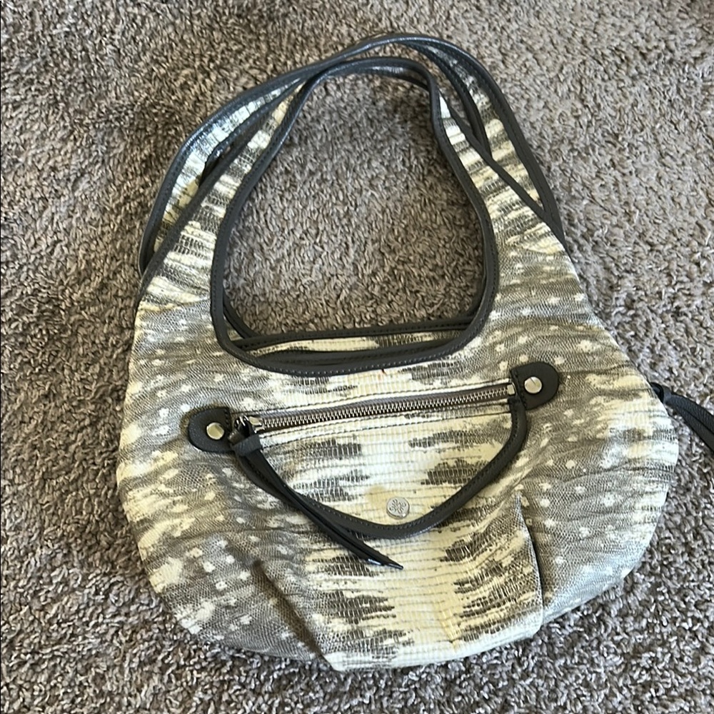 Simply Vera Vera Wang Gray and Cream Hobo Bag with Curved Silhouette